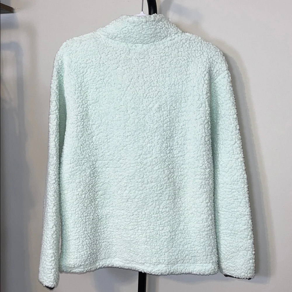 NWT VS PINK Quarter-Zip Pullover Sherpa Fleece Sweatshirt Mint Green Relaxed XS - Picture 2 of 5
